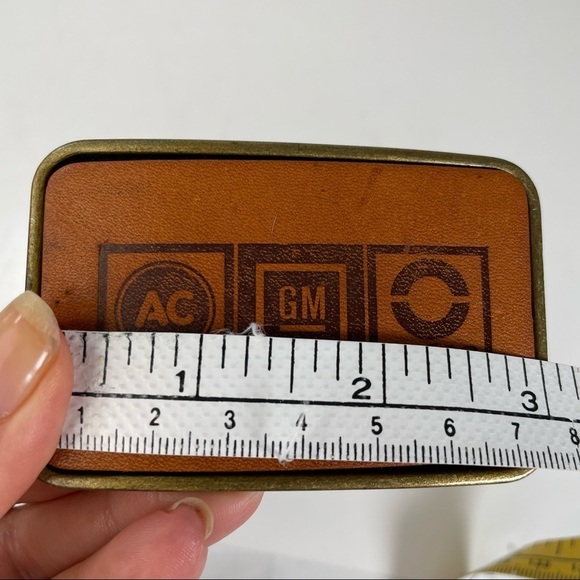 Leather & Brass Belt Buckle Logo GM AC Delco - Picture 6 of 8